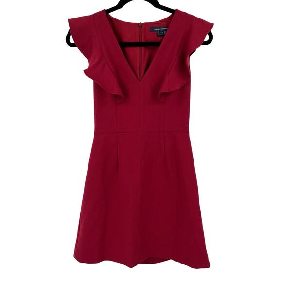 French Connection dress Whisper Ruffle Minidress red size 0 - Picture 1 of 5